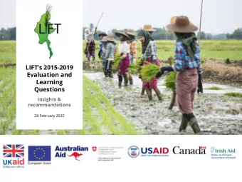 LIFTs 2015-2019  Evaluation and  Learning  Questions  Insights &amp;  recommendations  28