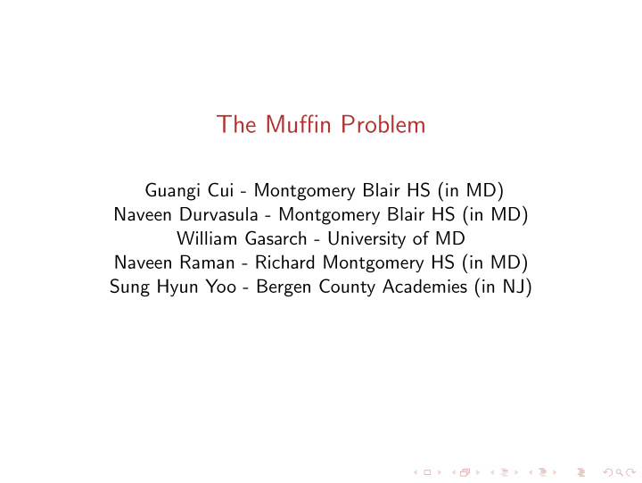 the muffin problem
