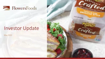 Investor Update  May 2020  Regarding Forward-Looking Statements  Statements contained in this press