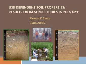 USE DEPENDENT SOIL PROPERTIES: RESULTS FROM SOME STUDIES IN NJ &amp; NYC  Richard K Shaw  USDA-NRCS