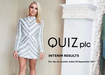 INTERIM RESULTS  For the six months ended 30 September 2017  DISCLAIMER  Forward Looking Statements