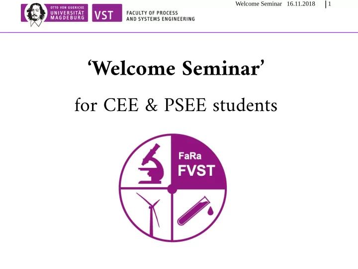 welcome seminar