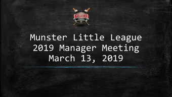 2019 Manager Meeting  March 13, 2019  Meeting Agenda  A Managers Perspective  Mr. Joe