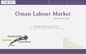Oman Labour Market Information Gaps By  Khalifa Al-Barwani, Ph.D.  CEO , National Centre for