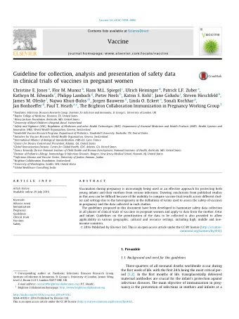 Vaccine  journal homepage: www.elsevier.com/locate/vaccine  Guideline for collection, analysis and