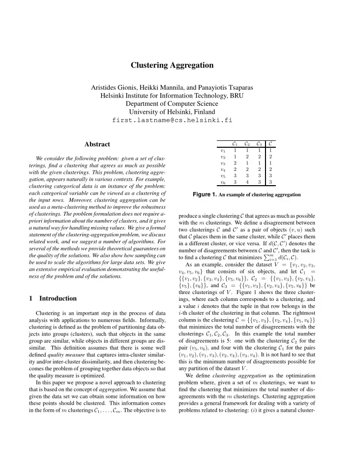 clustering aggregation