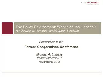 Canon CLE Seminar The Policy Environment: Whats on the Horizon? An Update on  Antitrust and