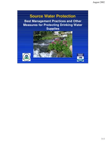 Source Water Protection  Best Management Practices and Other  Measures for Protecting Drinking