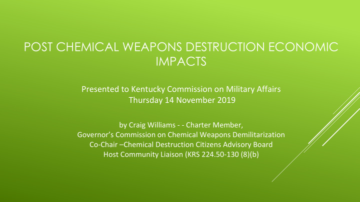 post chemical weapons destruction economic impacts