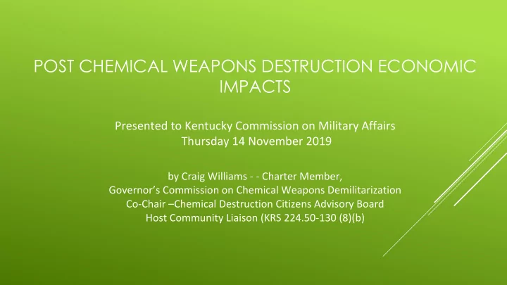 post chemical weapons destruction economic impacts