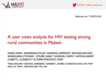 rural communities in Malawi INDA 1 , , MANGENAH,COLLIN 2 , , MWENGE,LAWRENCE 3 , EUMAN,MELISSA 4 ,