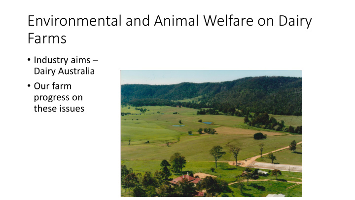 environmental and animal welfare on dairy farms