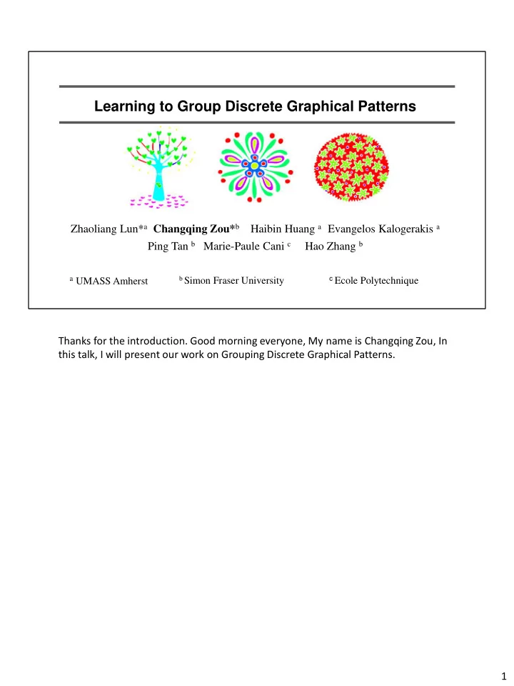 learning to group discrete graphical patterns