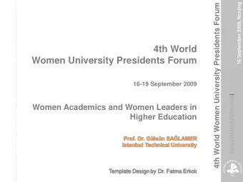 Women University Presidents Forum  16-19 September 2009