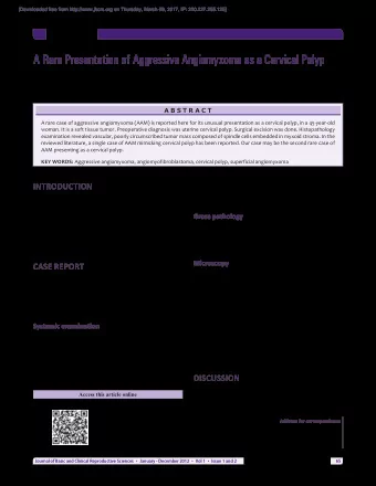 A Rare Presentation of Aggressive Angiomyxoma as a Cervical Polyp  Kalpana a Bothale, Sadhana d