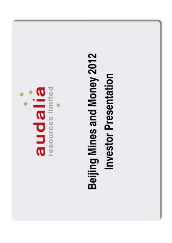 Beijing Mines and Money 2012  Investor Presentation  Disclosure Statement  Disclosure Statement