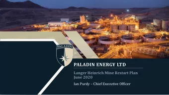 PALADIN ENERGY LTD  Langer Heinrich Mine Restart Plan  June 2020 Ian Purdy  Chief Executive