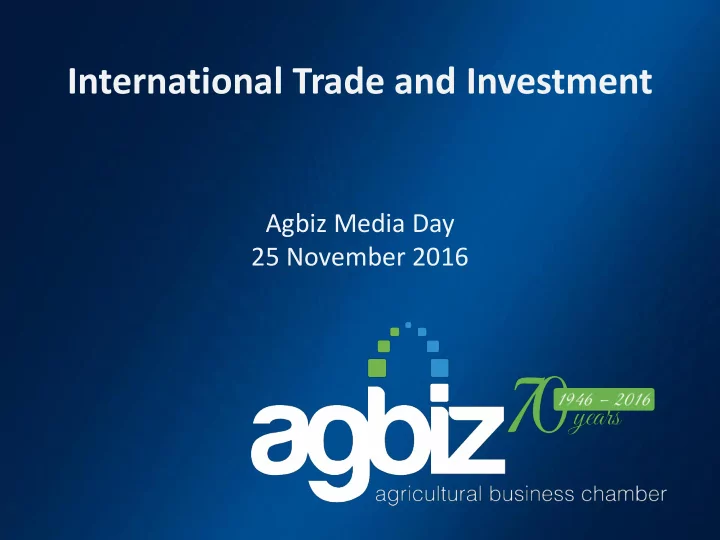 international trade and investment