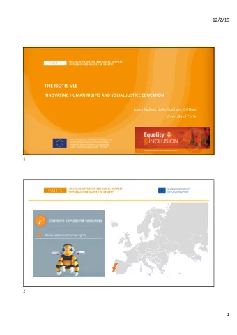 THE ISOTIS VLE  INNOVATING HUMAN RIGHTS AND SOCIAL JUSTICE EDUCATION  Joana Cadima, Sofia Guichard,