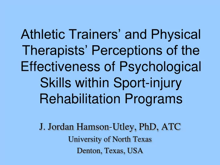 therapists perceptions of the