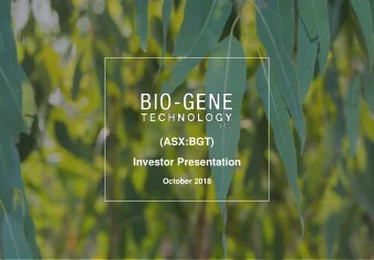 Investor Presentation  October 2018  The Global Problem of Pest Control  The Ag-Chem industry is