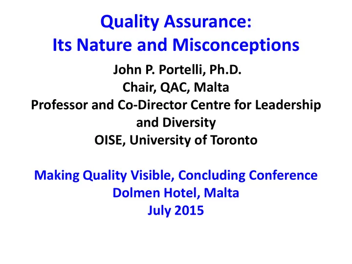 quality assurance