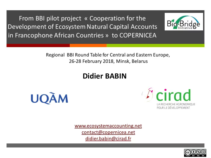 from bbi pilot project cooperation for the development of