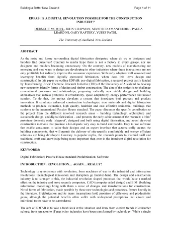 EDFAB: IS A DIGITAL REVOLUTION POSSIBLE FOR THE CONSTRUCTION  INDUSTRY?  DERMOTT MCMEEL, JOHN