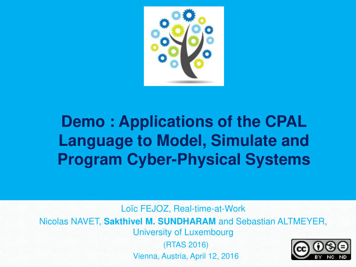 demo applications of the cpal language to model simulate