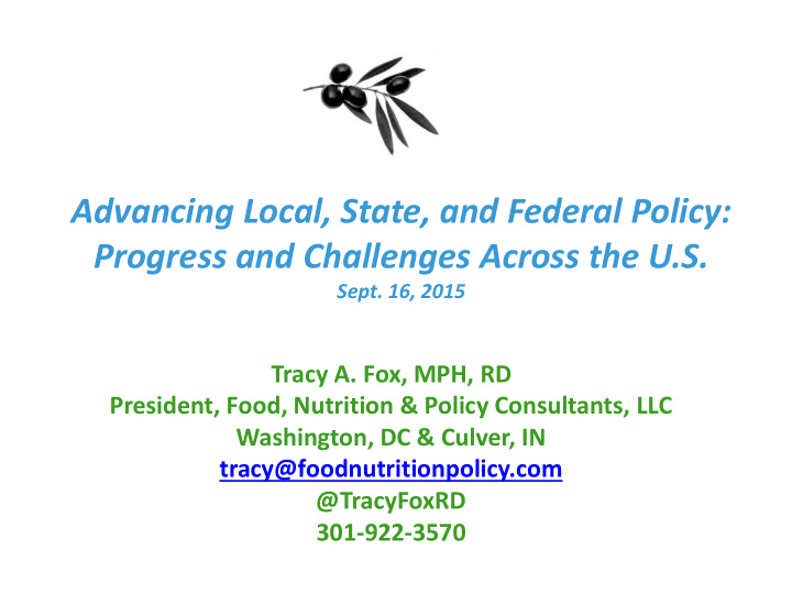 advancing local state and federal policy progress and