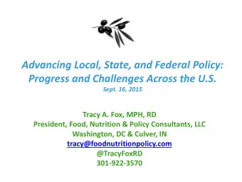 Advancing Local, State, and Federal Policy:  Progress and Challenges Across the U.S.  Sept. 16,