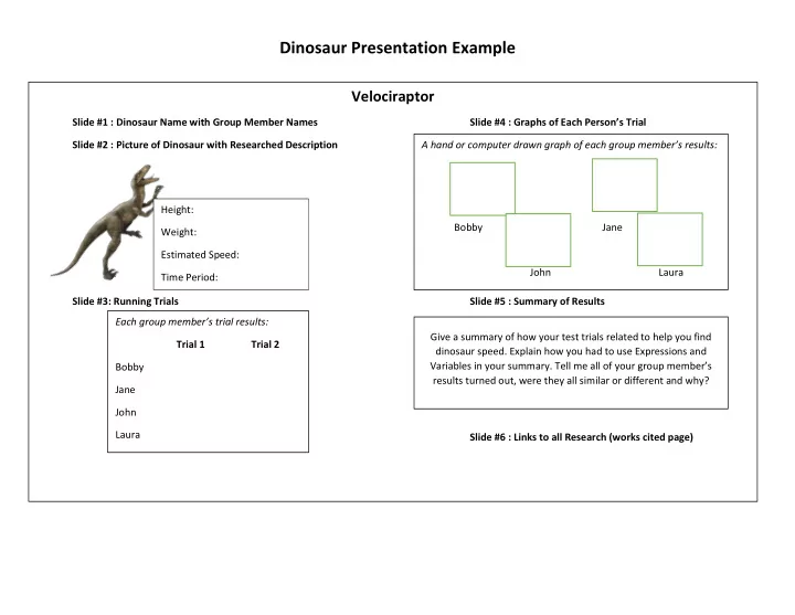 dinosaur presentation example
