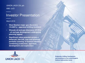 Investor Presentation  March 2019    West Newton major gas discovery  (16.665%) - appraisal