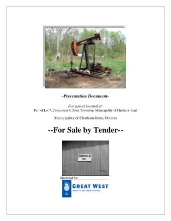 --For Sale by Tender--  Marketed by; Parcel Details - Part of Lot 7, Concession 8, Zone Township,
