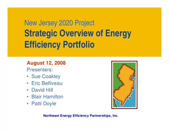 Strategic Overview of Energy  Strategic Overview of Energy  Efficiency Portfolio  Efficiency