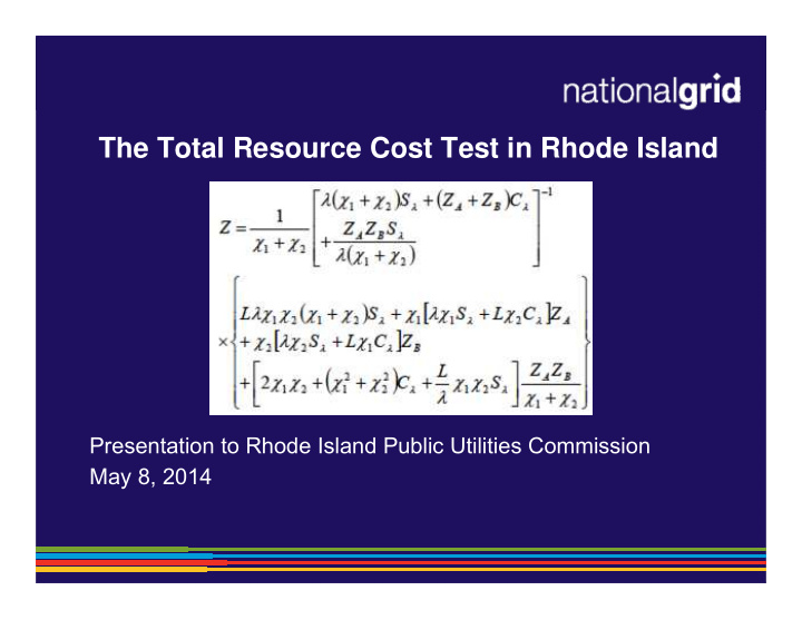 the total resource cost test in rhode island