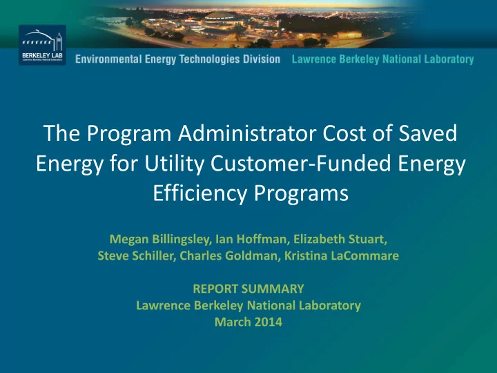 the program administrator cost of saved energy for