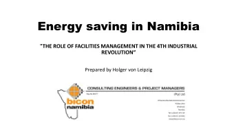 Energy saving in Namibia  &quot;THE ROLE OF FACILITIES MANAGEMENT IN THE 4TH INDUSTRIAL