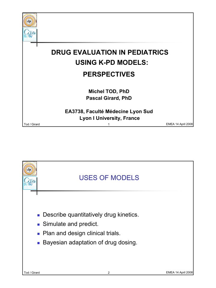 drug evaluation in pediatrics using k pd models
