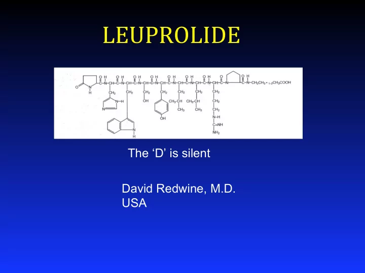 the d is silent david redwine m d usa it is simply no