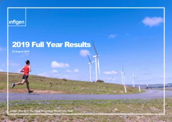 2019 Full Year Results  22 August 2019  Image: Run With The Wind, Woodlawn Wind Farm, NSW  1  FY19