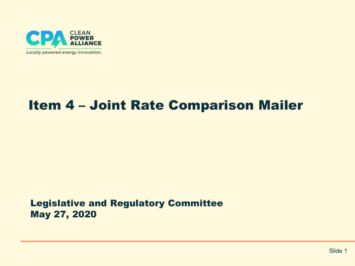 item 4 joint rate comparison mailer