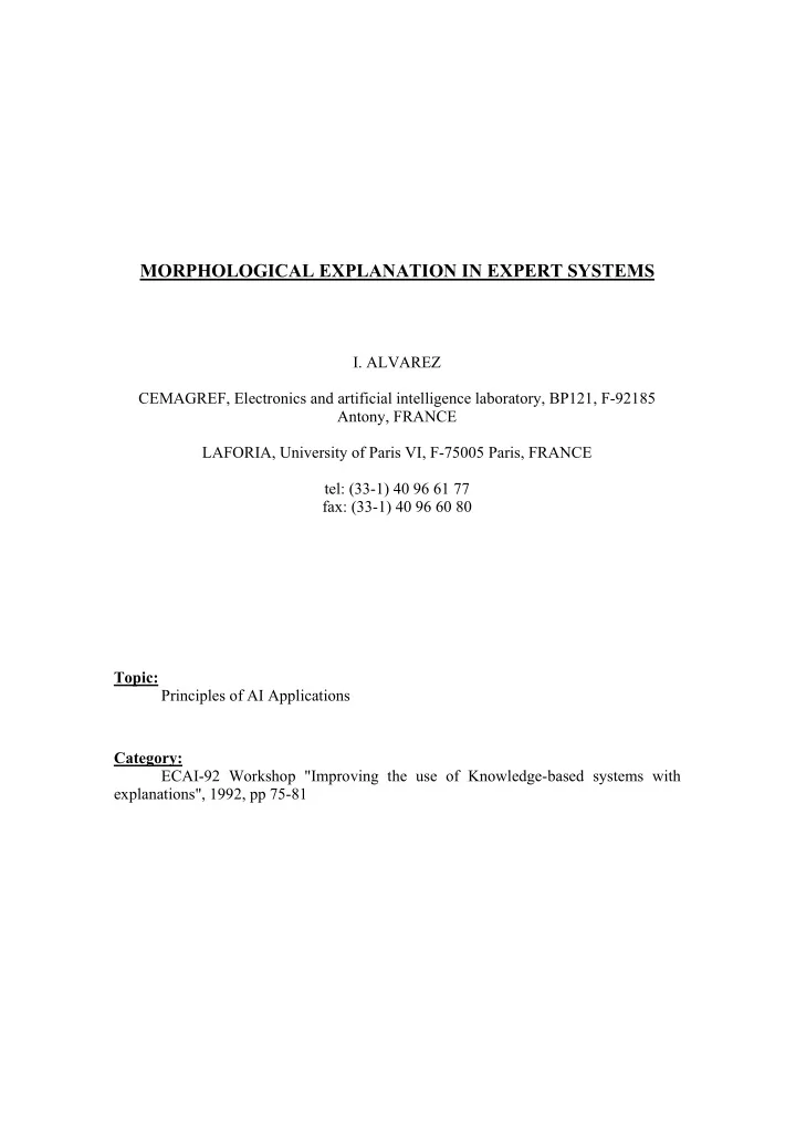 morphological explanation in expert systems