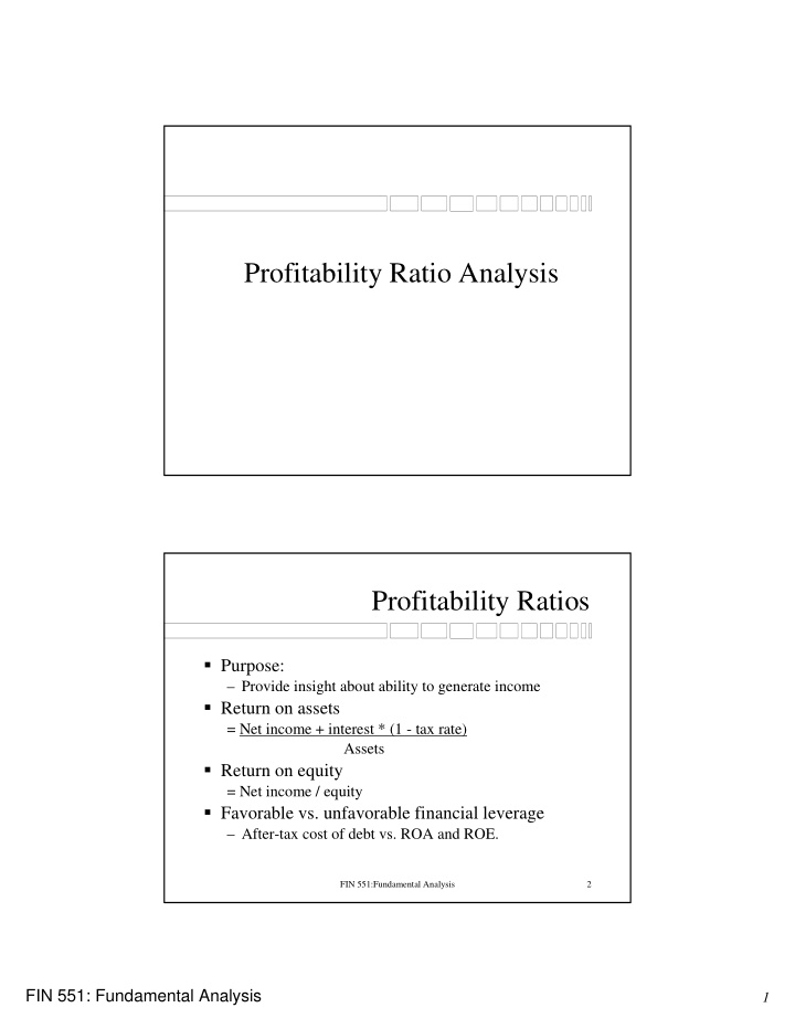 profitability ratio analysis profitability ratios