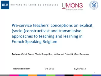 Pre-service teachers conceptions on explicit,  (socio-)constructivist and transmissive