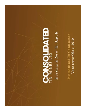 in Supply  in Confe re nc e :  Va nc o uve r Ma y, 2010  nve sting  in Ne w T  Inte rna tiona l T