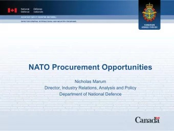 NATO Procurement Opportunities  Nicholas Marum  Director, Industry Relations, Analysis and Policy