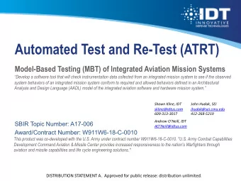 Automated Test and Re-Test (ATRT)  Model-Based Testing (MBT) of Integrated Aviation Mission Systems