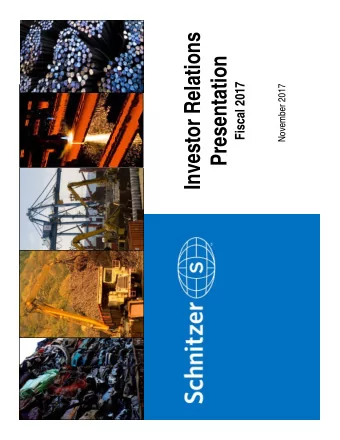 Investor Relations  Presentation  Fiscal 2017  November 2017  Safe Harbor  SAFE HARBOR  Statements