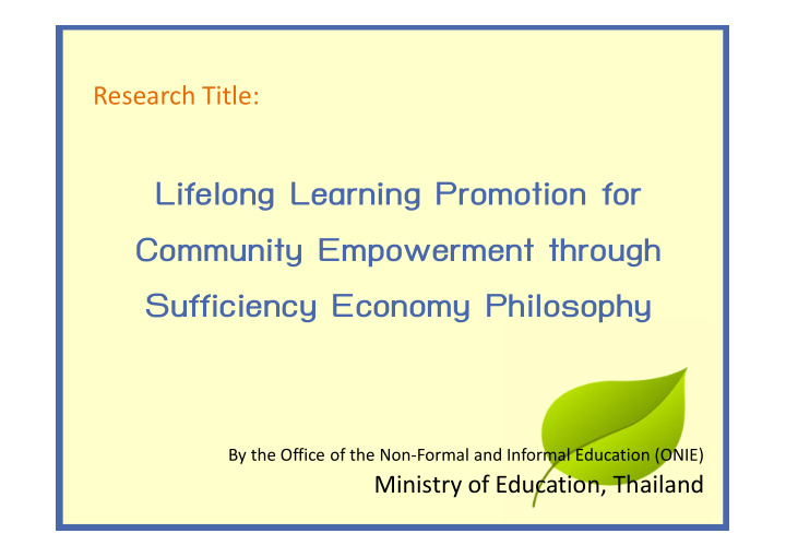 lifelong learning promotion for community empowerment